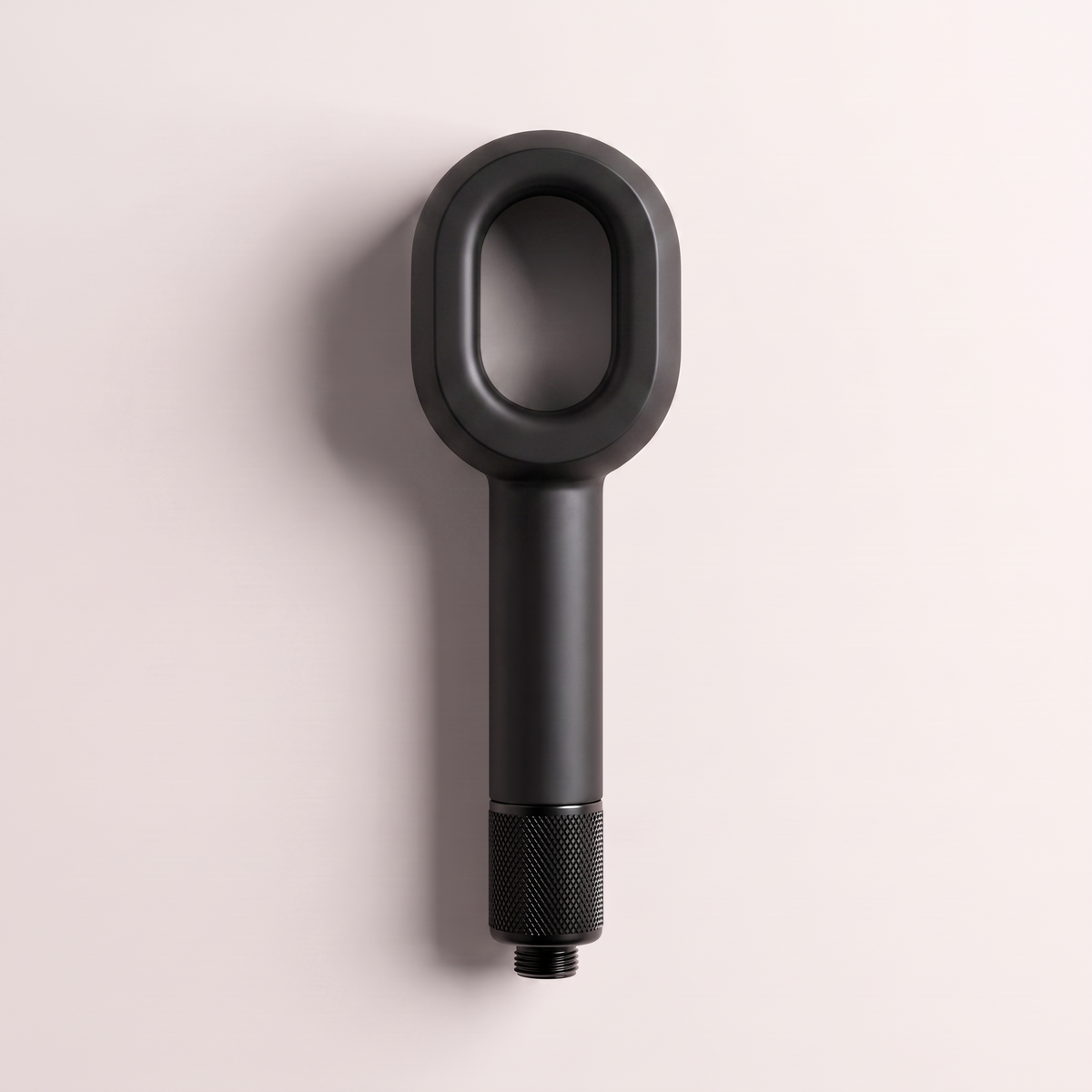 HAIRBLOOM filtering shower head in Onyx, seen from behind