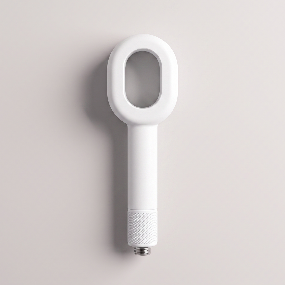 HAIRBLOOM filtering shower head in Snow White, seen from behind